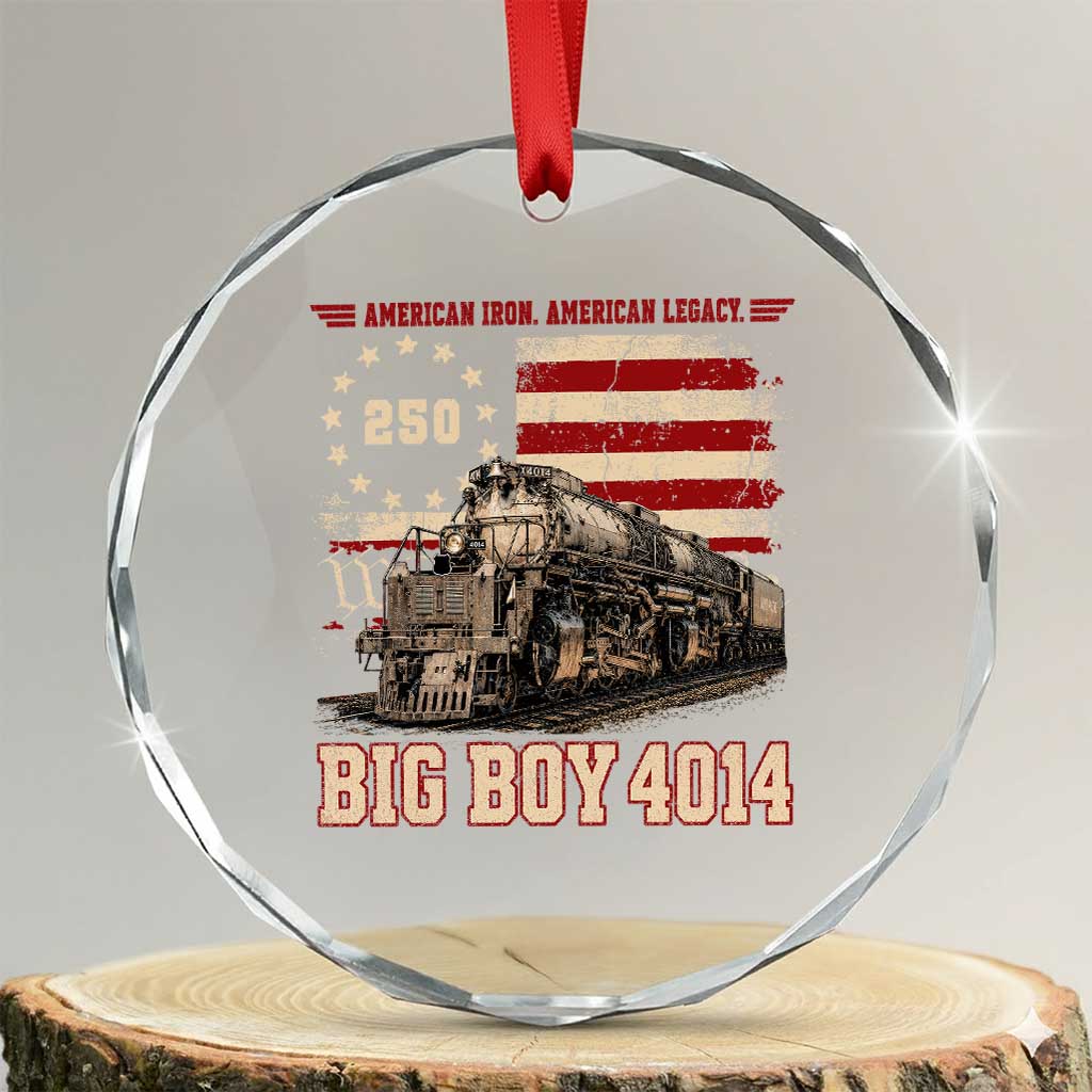 Train USA 250th Anniversary Crystal Glass Ornament American Iron Legacy Steam Locomotive Railroad Train Engine TS11 Transparent Glass 3'' Circle Print Your Wear