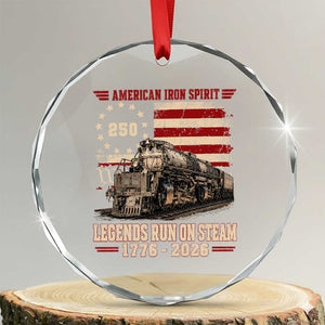 Train USA 250th Anniversary Crystal Glass Ornament American Iron Spirit Steam Locomotive Railroad Train Engine TS11 Transparent Glass 3'' Circle Print Your Wear