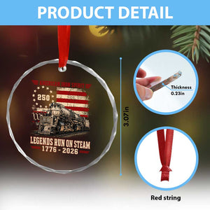 Train USA 250th Anniversary Crystal Glass Ornament American Iron Spirit Steam Locomotive Railroad Train Engine TS11 Print Your Wear