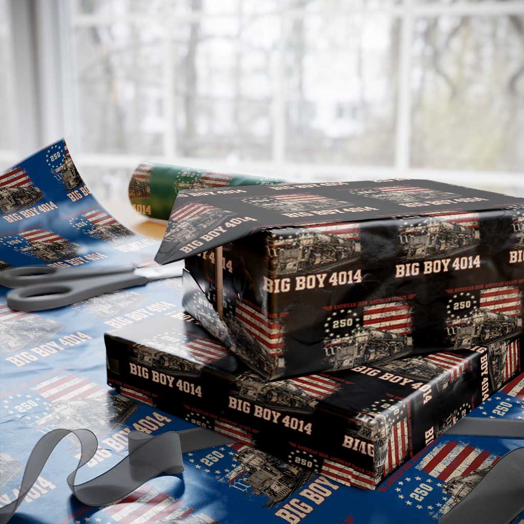 Train USA 250th Anniversary Wrapping Paper Roll American Iron Legacy Steam Locomotive Railroad Train Engine TS11 Black Print Your Wear