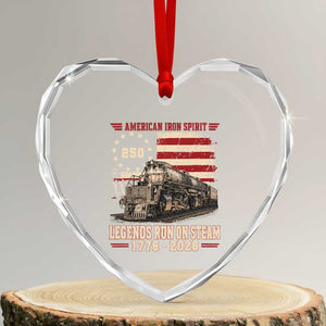 Train USA 250th Anniversary Heart Crystal Glass Ornament American Iron Spirit Steam Locomotive Railroad Train Engine TS11 Transparent Glass 3'' Heart Print Your Wear