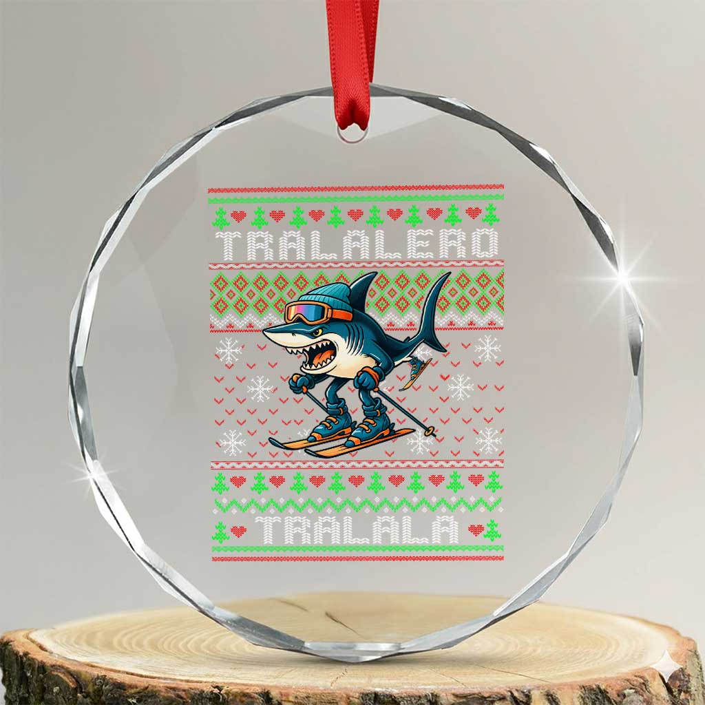 Tralalero Tralala Christmas Meme Crystal Glass Ornament Snowboard Ugly Xmas TS14 Transparent Glass 3'' Circle Print Your Wear