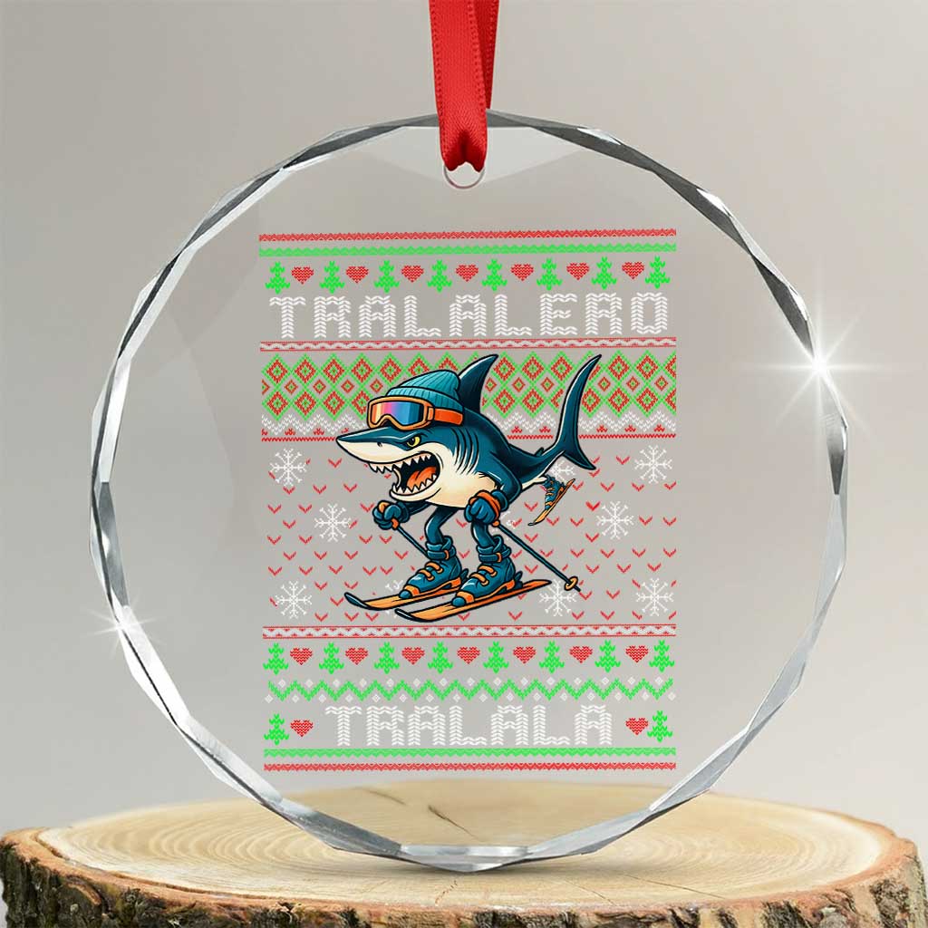Tralalero Tralala Christmas Meme Crystal Glass Ornament Snowboard Ugly Xmas TS14 Transparent Glass 3'' Circle Print Your Wear