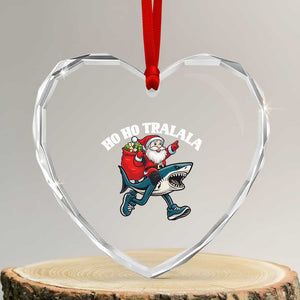 Tralalero Tralala Christmas Meme Heart Crystal Glass Ornament Santa Xmas Ho Ho Ho TS14 Transparent Glass 3'' Heart Print Your Wear