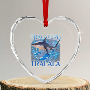 Tralalero Tralala Shark Heart Crystal Glass Ornament Funny Internet Brainrot Memes Gen Alpha TS10 Transparent Glass 3'' Heart Print Your Wear