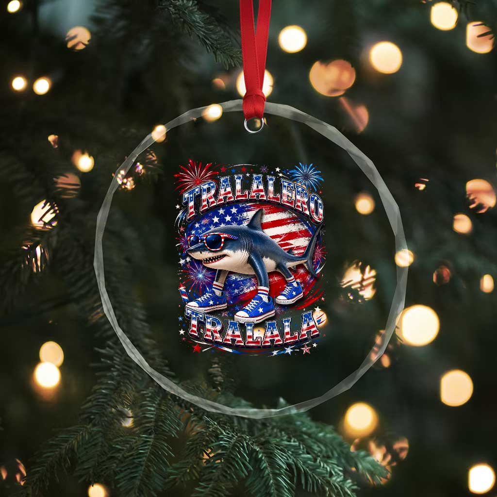 Tralalero Tralala Shark Italian Brainrot 4th Of July Meme Crystal Glass Ornament TS14 Print Your Wear
