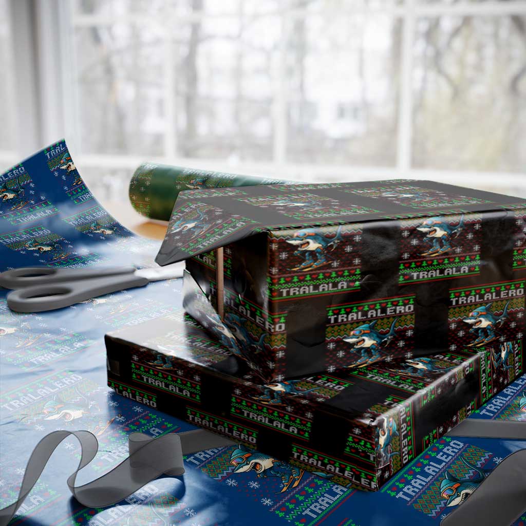 Tralalero Tralala Xmas Meme Wrapping Paper Roll Snowboard Ugly Xmas TS14 Black Print Your Wear