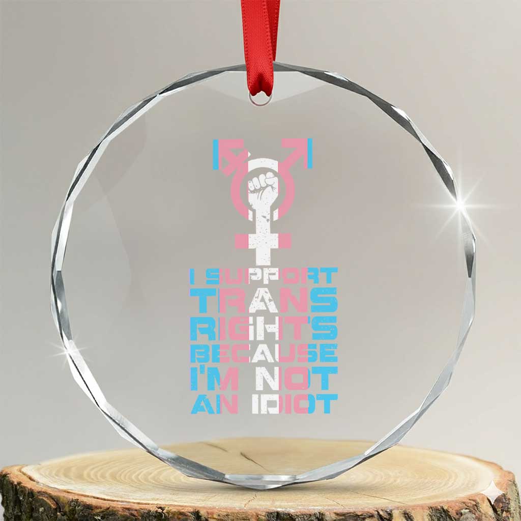 Trans Ally Crystal Glass Ornament Transgender Pride Flag Support TS10 Transparent Glass 3'' Circle Print Your Wear