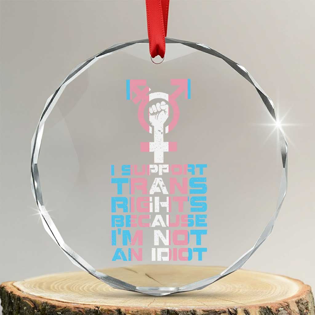 Trans Ally Crystal Glass Ornament Transgender Pride Flag Support TS10 Transparent Glass 3'' Circle Print Your Wear