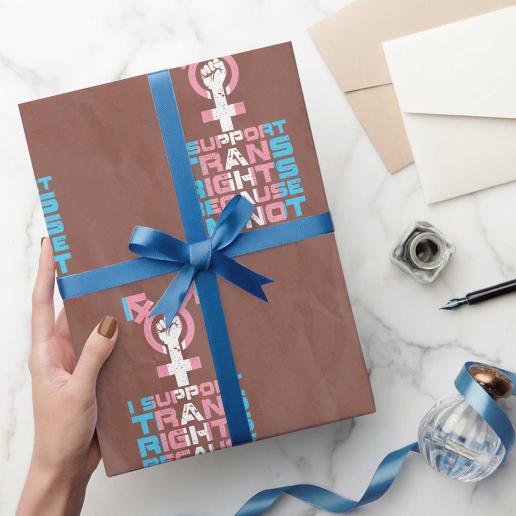 Trans Ally Wrapping Paper Roll Transgender Pride Flag Support TS10 Mocha Print Your Wear