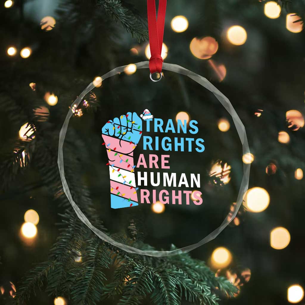 Trans Rights Are Human Rights Crystal Glass Ornament Christmas LGBTQ Supporter Gift TS12 Print Your Wear