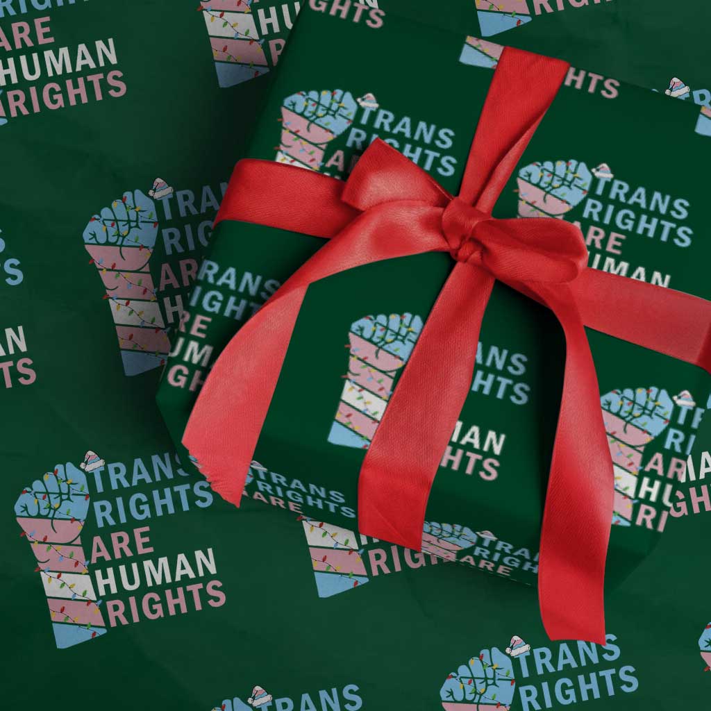 Trans Rights Are Human Rights Wrapping Paper Roll Christmas LGBTQ Supporter Gift TS12 Green Print Your Wear