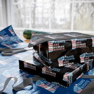 Trans Rights Are Human Rights Wrapping Paper Roll Christmas LGBTQ Supporter Gift TS12 Black Print Your Wear