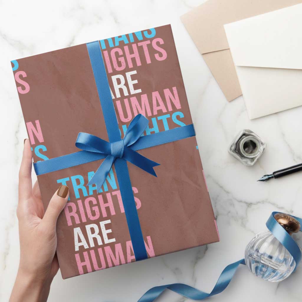 Trans Rights Wrapping Paper Roll Human Rights Transgender Pride Gender Equality TS10 Mocha Print Your Wear