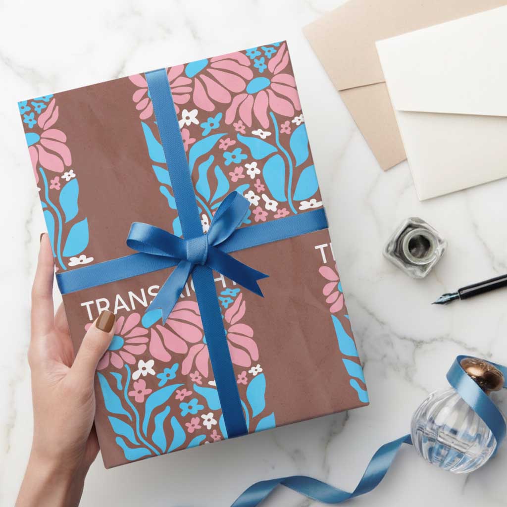 Trans Rights Wrapping Paper Roll Protect Trans Social Justice LGBT TS10 Mocha Print Your Wear