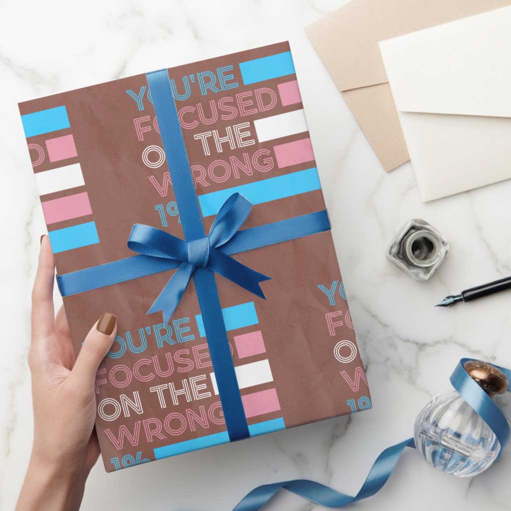 Trans Rights Wrapping Paper Roll Transgender LGBTQ Queer Pride Ally Social Justice TS10 Mocha Print Your Wear