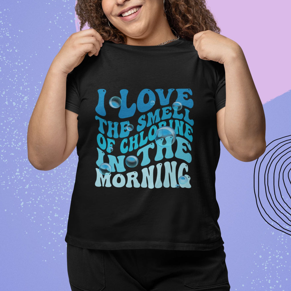 Funny Swimming T Shirt I Love The Smell Of Chlorine In The Morning Groovy TS02 Printyourwear
