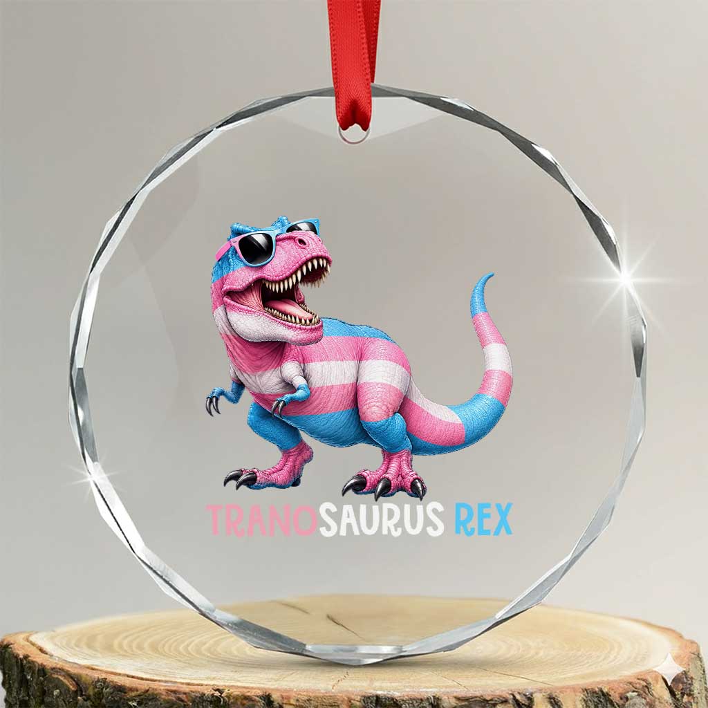 Transaurus Rex Transgender Pride Crystal Glass Ornament Funny Dinosaur Lover TS12 Transparent Glass 3'' Circle Print Your Wear