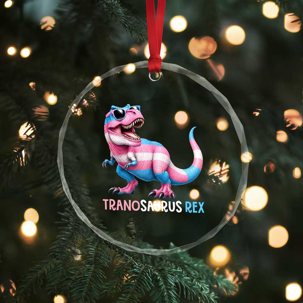 Transaurus Rex Transgender Pride Crystal Glass Ornament Funny Dinosaur Lover TS12 Print Your Wear