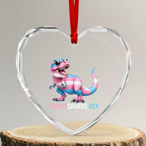 Transaurus Rex Transgender Pride Heart Crystal Glass Ornament Funny Dinosaur Lover