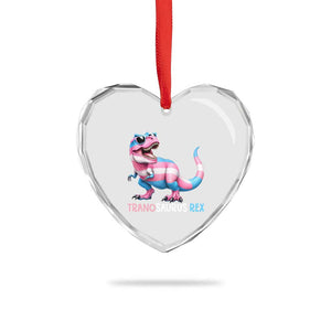 Transaurus Rex Transgender Pride Heart Crystal Glass Ornament Funny Dinosaur Lover