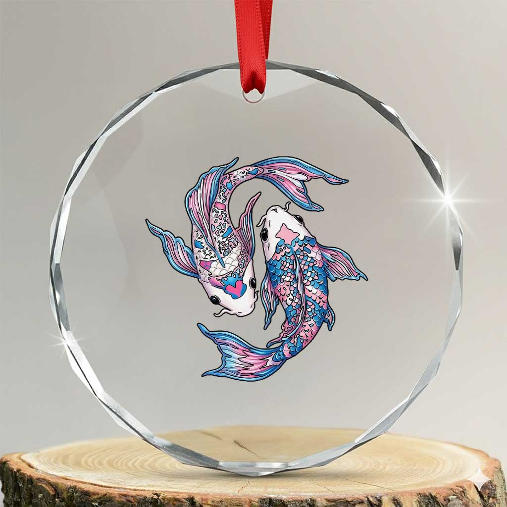 Transgender Ally Koi Fish Crystal Glass Ornament Funny Japanese Art Graphic TS12 Transparent Glass 3'' Circle Print Your Wear