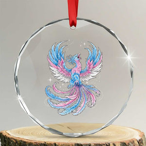 Transgender Phoenix Reborn Crystal Glass Ornament Trans Pride Flag Bird