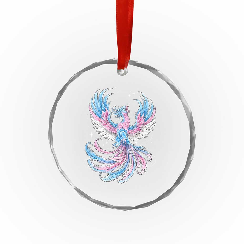 Transgender Phoenix Reborn Crystal Glass Ornament Trans Pride Flag Bird
