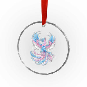 Transgender Phoenix Reborn Crystal Glass Ornament Trans Pride Flag Bird