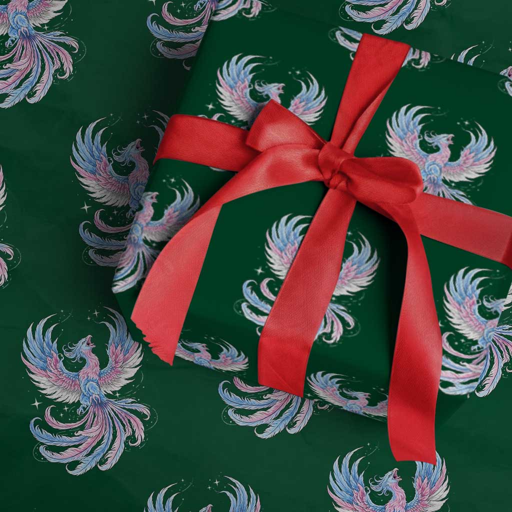 Transgender Phoenix Reborn Wrapping Paper Roll Trans Pride Flag Bird TS12 Green Print Your Wear