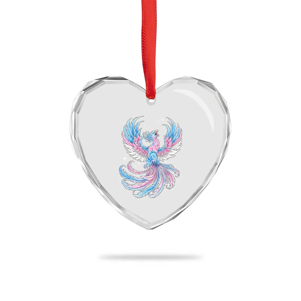 Transgender Phoenix Reborn Heart Crystal Glass Ornament Trans Pride Flag Bird TS12 Print Your Wear