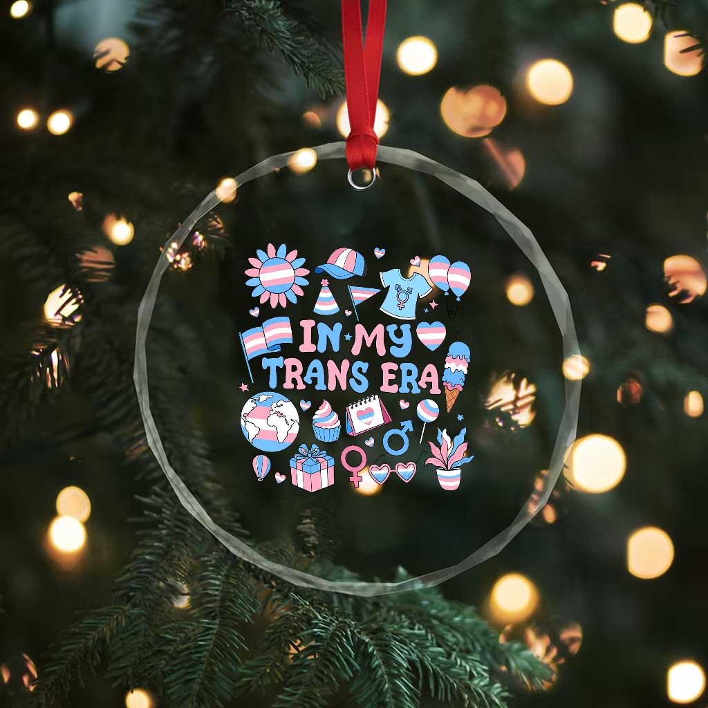 Transgender Pride In My Trans Era Crystal Glass Ornament Proud Ally Support Graphic TS12 Print Your Wear