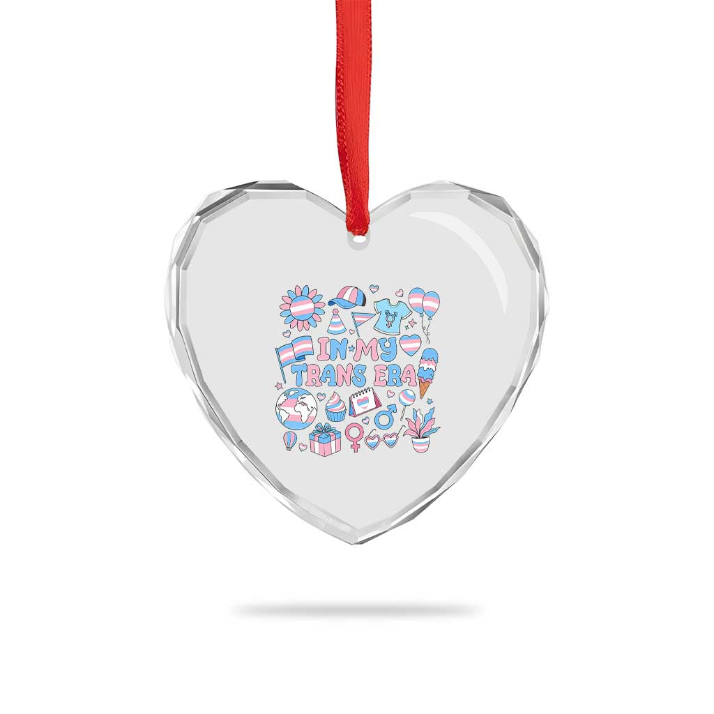 Transgender Pride In My Trans Era Heart Crystal Glass Ornament Proud Ally Support Graphic TS12 Print Your Wear