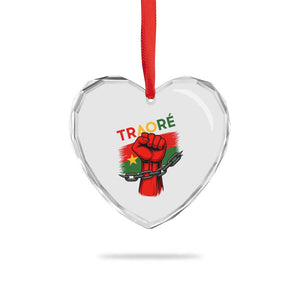 Traoré 2025 Burkina Faso Flag Heart Crystal Glass Ornament Raised Fist Broken Chains TS02 Print Your Wear