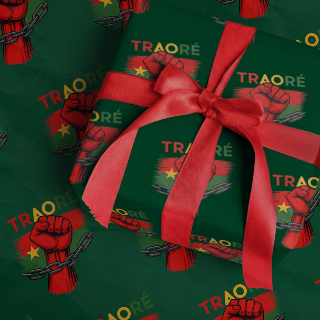 Traoré 2025 Burkina Faso Flag Wrapping Paper Roll Raised Fist Broken Chains TS02 Green Print Your Wear