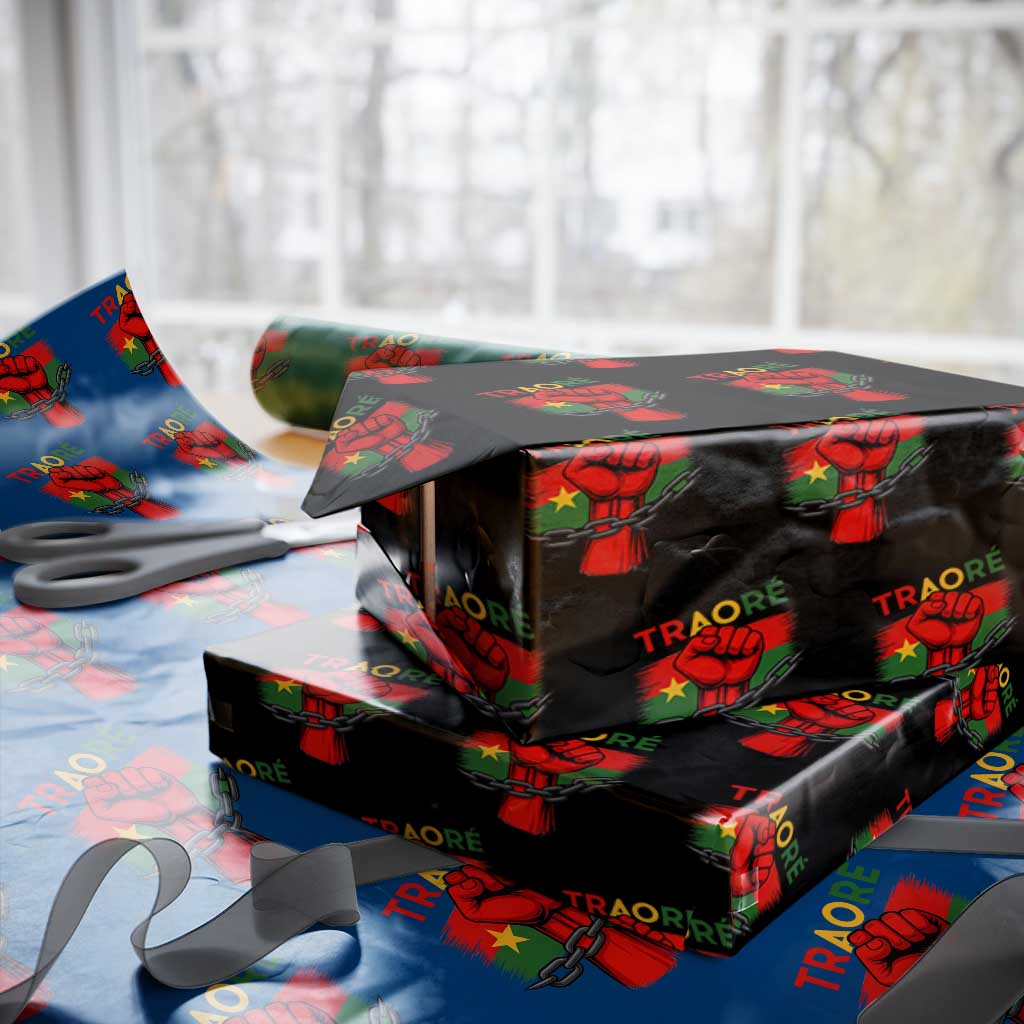 Traoré 2025 Burkina Faso Flag Wrapping Paper Roll Raised Fist Broken Chains TS02 Black Print Your Wear