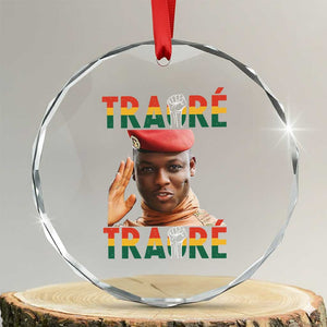 Traoré 2025 Crystal Glass Ornament African President Burkina Faso TS02 Transparent Glass 3'' Circle Print Your Wear