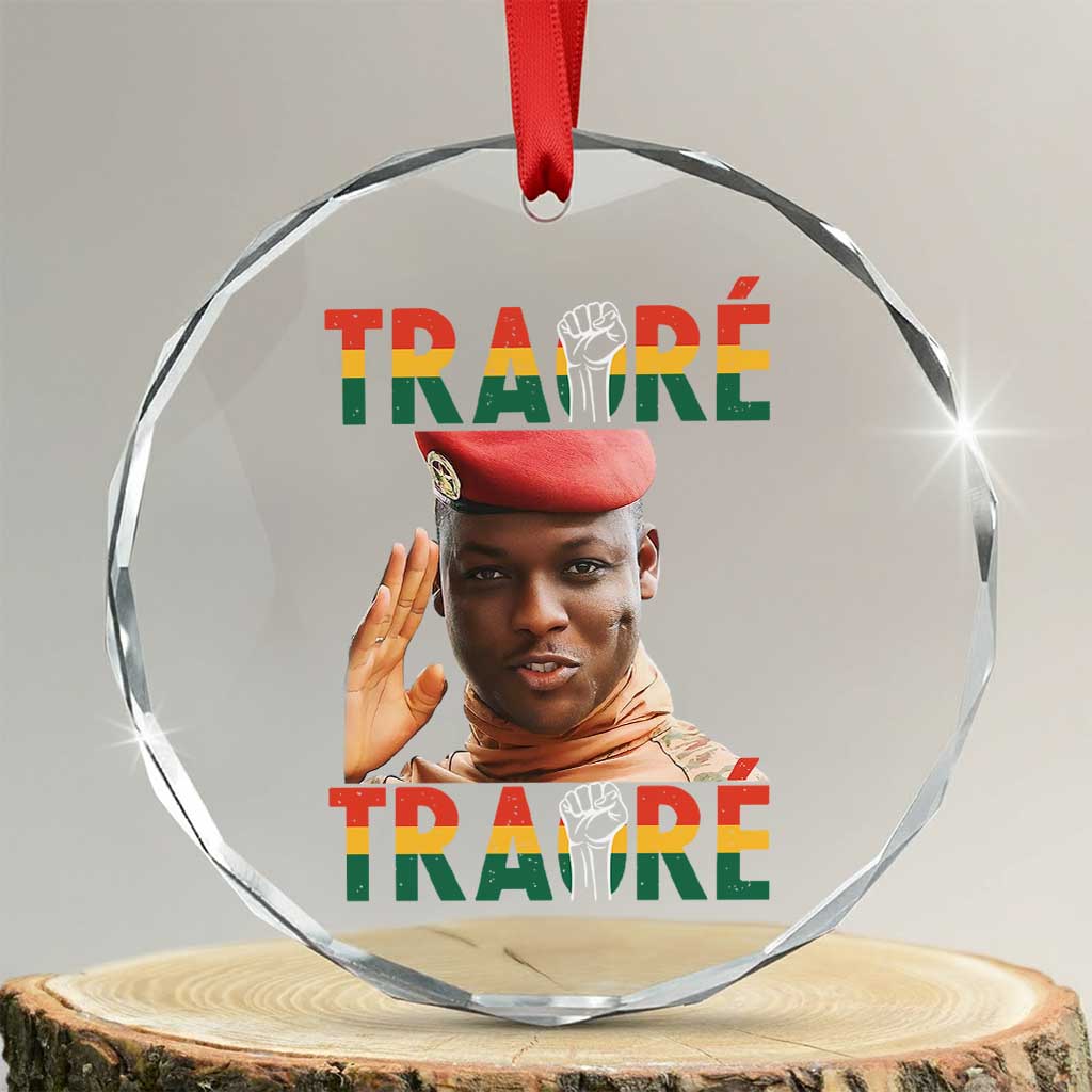 Traoré 2025 Crystal Glass Ornament African President Burkina Faso TS02 Transparent Glass 3'' Circle Print Your Wear
