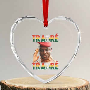 Traoré 2025 Heart Crystal Glass Ornament African President Burkina Faso TS02 Transparent Glass 3'' Heart Print Your Wear