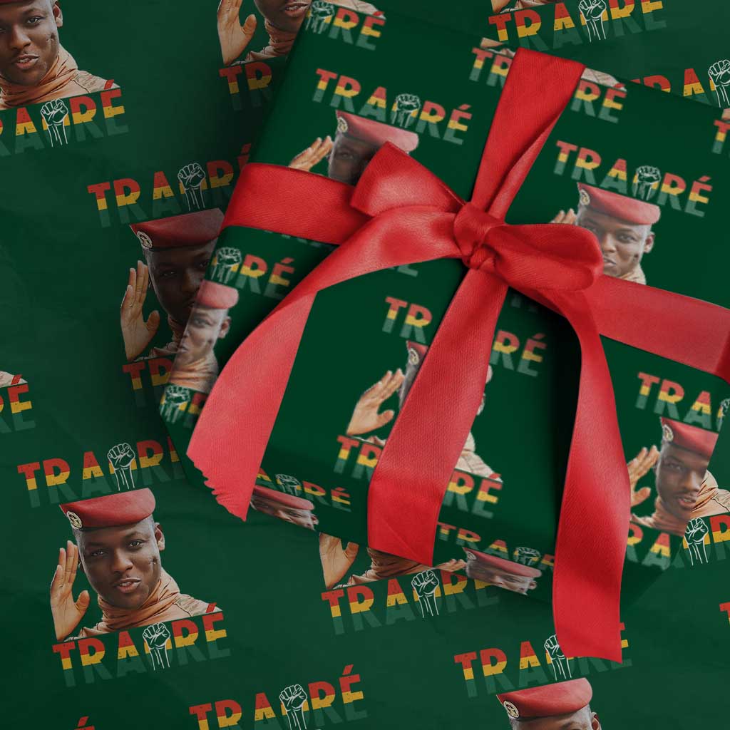 Traoré 2025 Wrapping Paper Roll African President Burkina Faso TS02 Green Print Your Wear