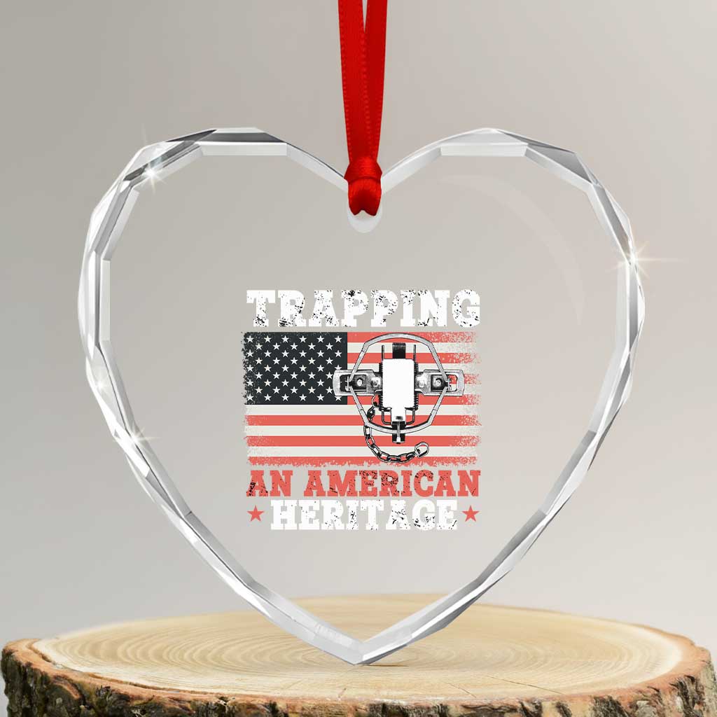 Trapping American Heritage Heart Crystal Glass Ornament Patriotic Trap Hunting Trapper TS02 Transparent Glass 3'' Heart Print Your Wear