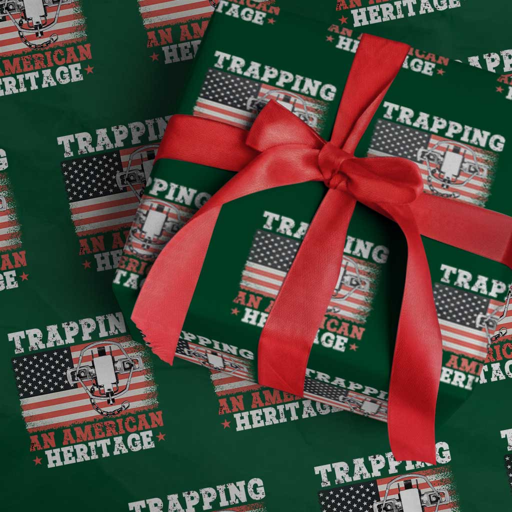 Trapping American Heritage Wrapping Paper Roll Patriotic Trap Hunting Trapper TS02 Green Print Your Wear