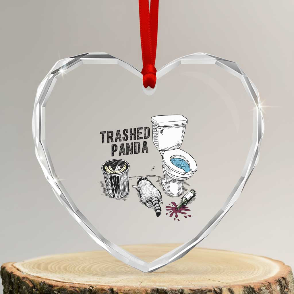 Trashed Panda Heart Crystal Glass Ornament Funny Drunk Racoon Meme TS14 Transparent Glass 3'' Heart Print Your Wear