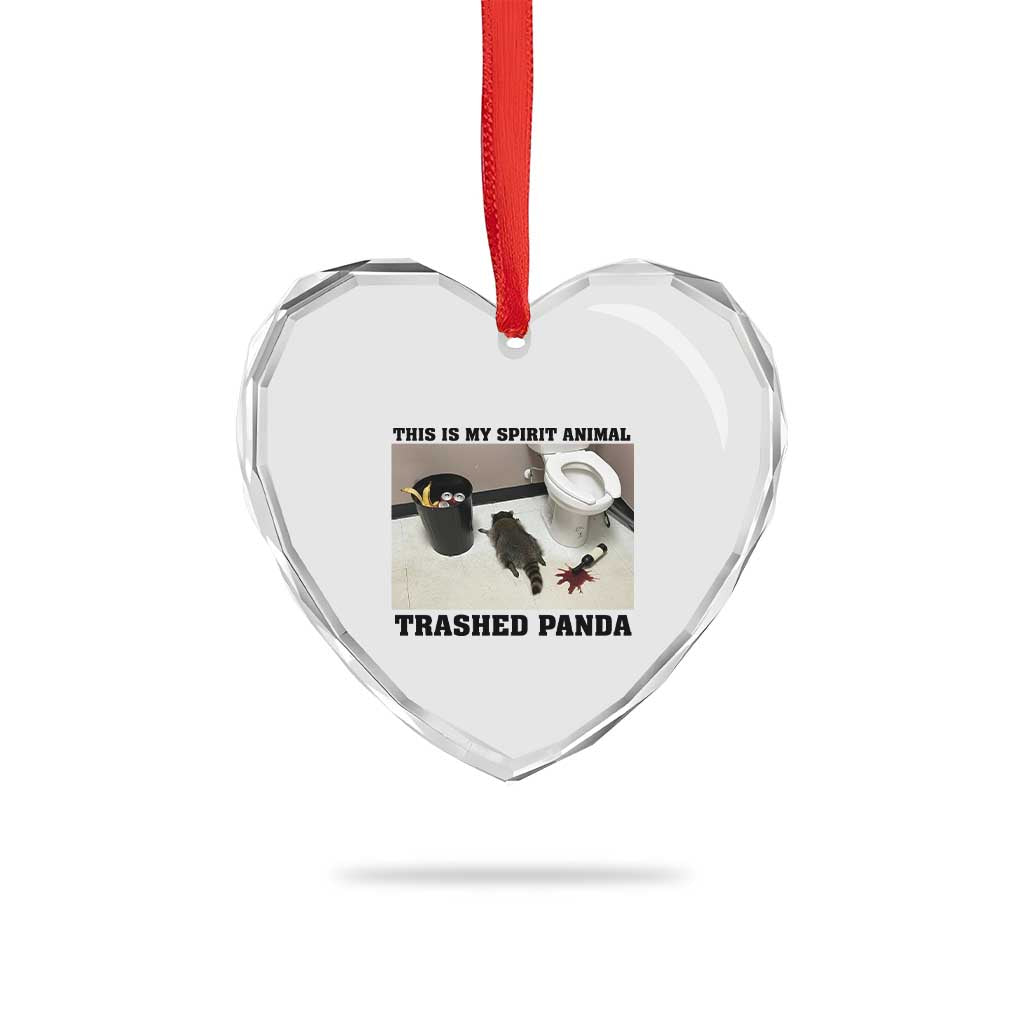 Trashed Panda Heart Crystal Glass Ornament My Spirit Animal Funny Drunk Raccoon Meme TS14 Print Your Wear
