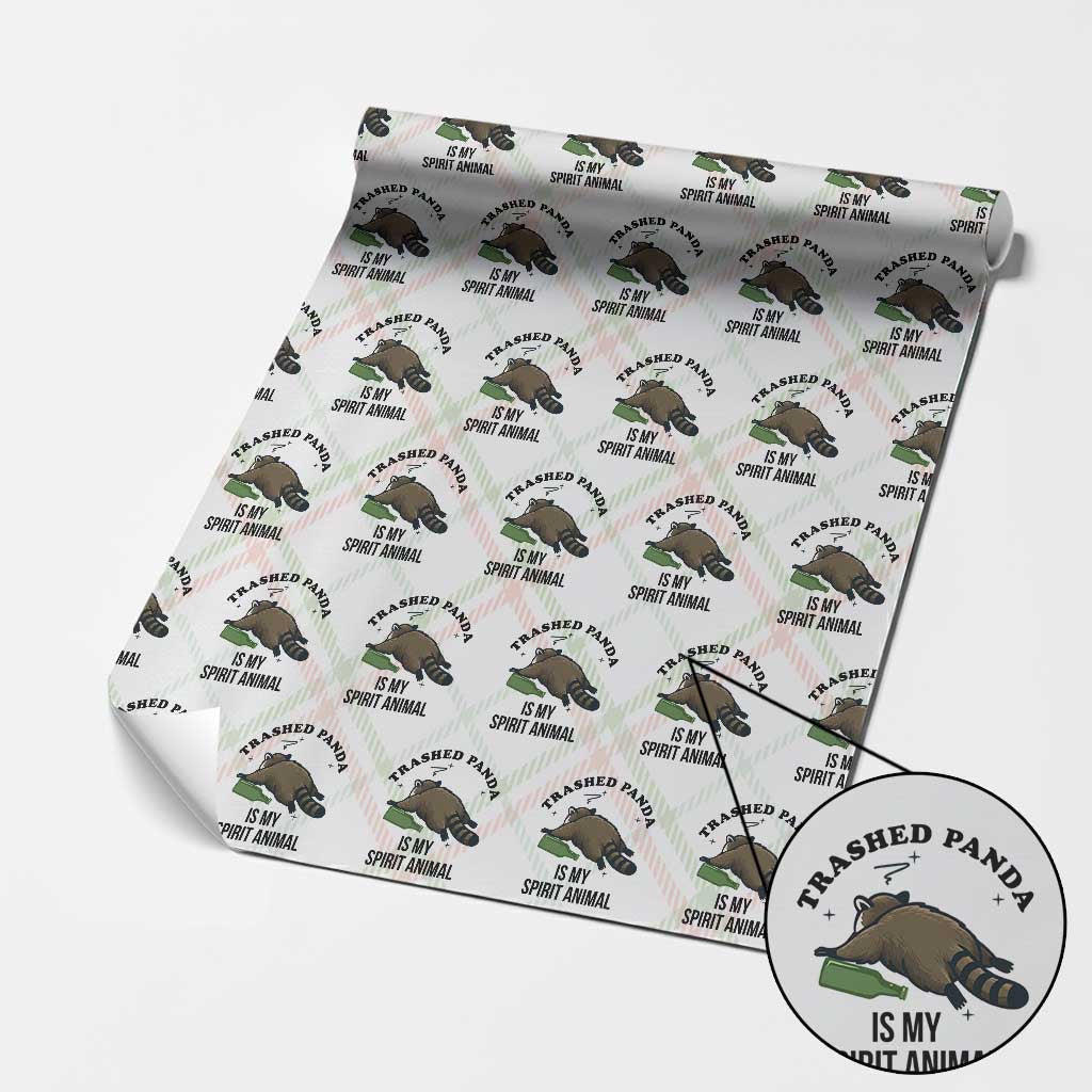 Trashed Panda Is My Spirit Animal Wrapping Paper Roll Funny Drunk Raccoon Meme for Party People Hot Mess Energy TS02 Christmas Plaid Print Your Wear