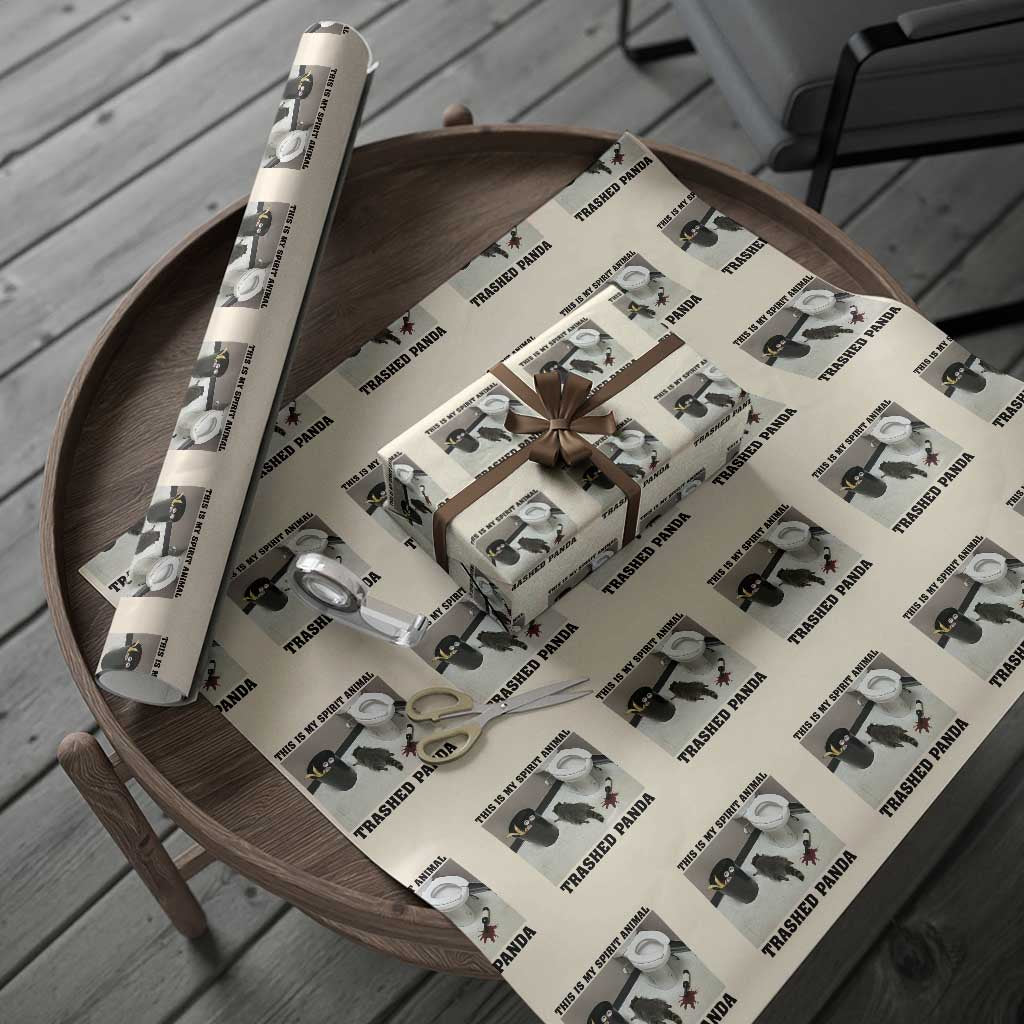 Trashed Panda Wrapping Paper Roll My Spirit Animal Funny Drunk Raccoon Meme TS14 Beige Print Your Wear