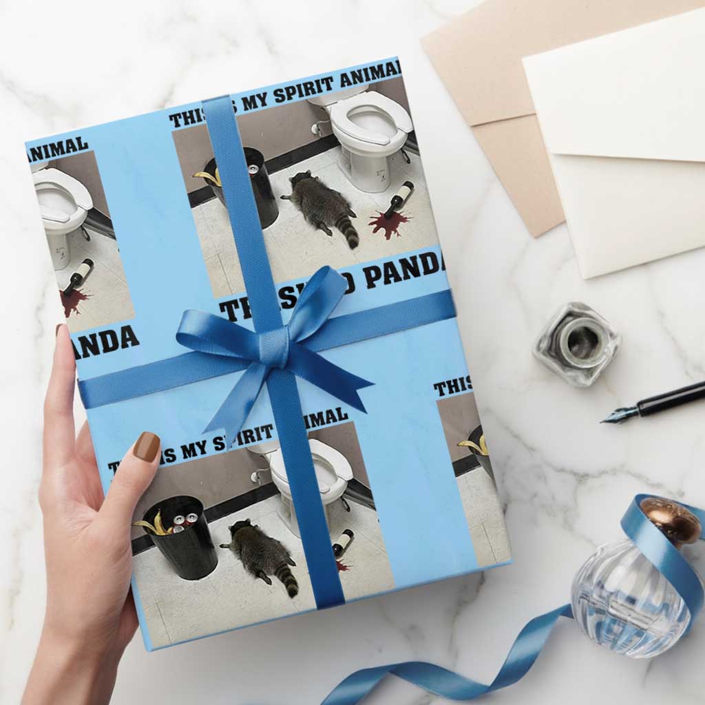 Trashed Panda Wrapping Paper Roll My Spirit Animal Funny Drunk Raccoon Meme TS14 Light Blue Print Your Wear