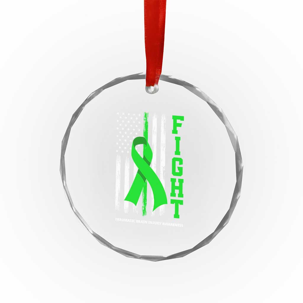 Traumatic Brain Injury Awareness Crystal Glass Ornament Fight TBI American US Flag TS02 Print Your Wear