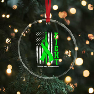 Traumatic Brain Injury Awareness Crystal Glass Ornament Fight TBI American US Flag TS02 Print Your Wear