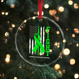 Traumatic Brain Injury Awareness Crystal Glass Ornament Fight TBI American US Flag TS02 Print Your Wear